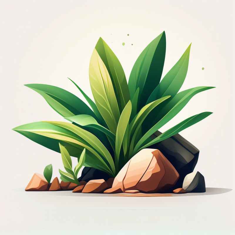 透明背景上的绿色植物与岩石 9