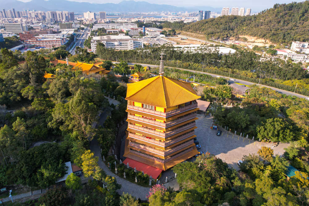 航拍厦门石室禅院景观