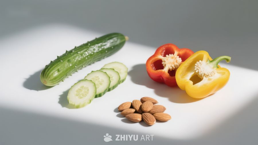 新鲜蔬菜与坚果静物
