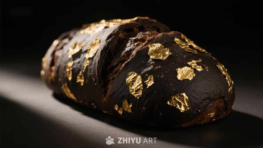 金箔点缀的巧克力面包