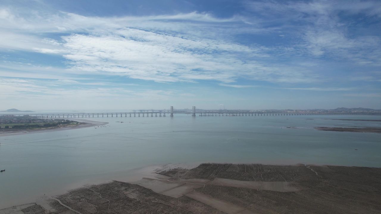福建泉州泉州湾大海风光航拍