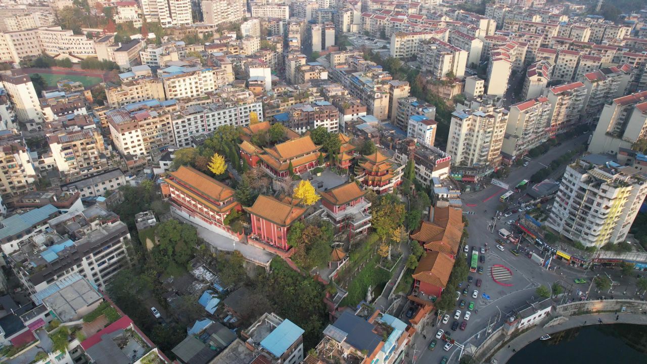贵州遵义湘山寺航拍