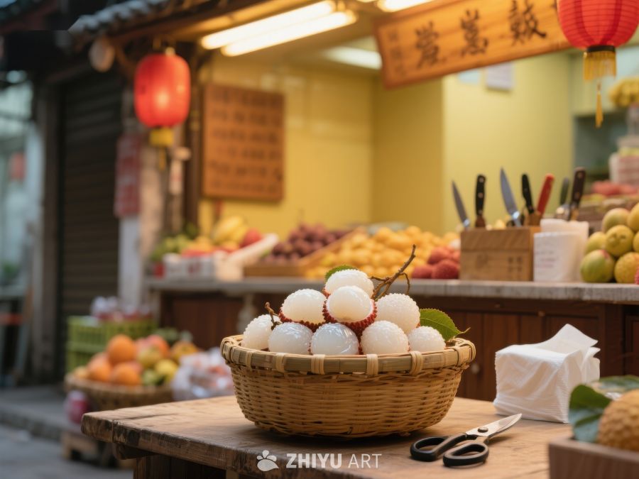 市场摊位上的新鲜水果与鸡蛋 389