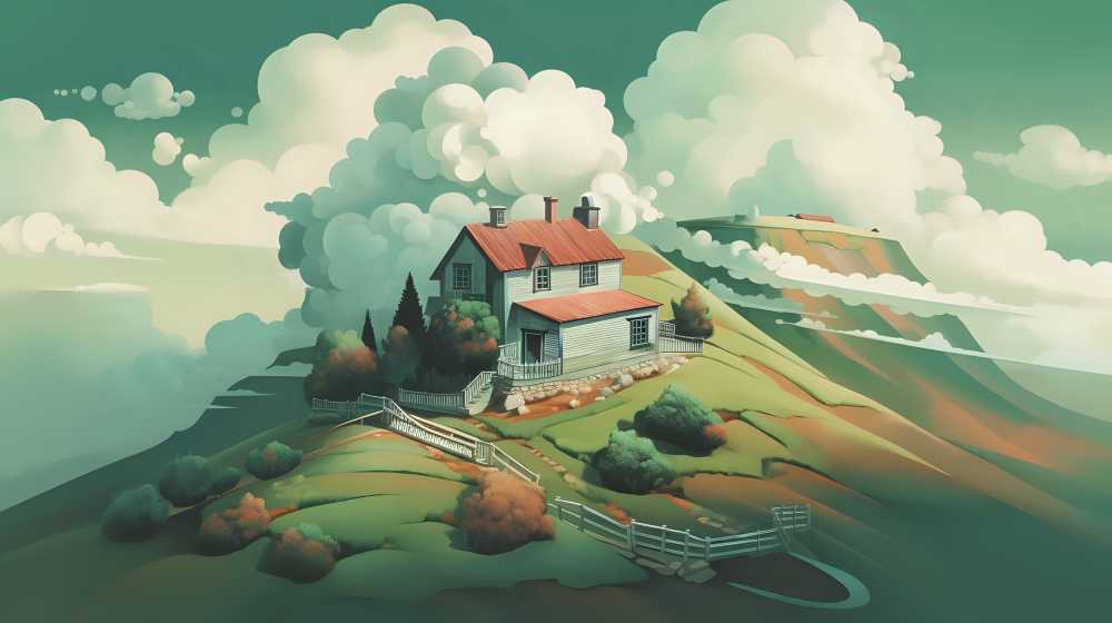 乡村插画阳光风景