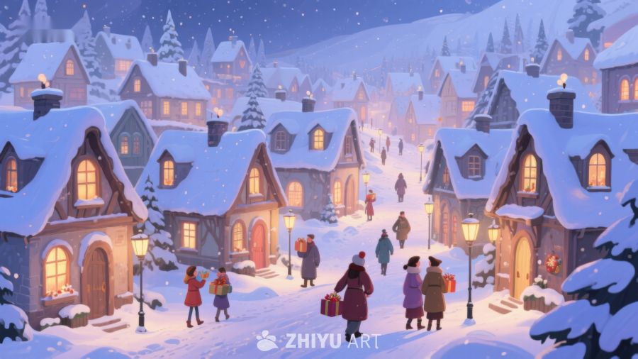 雪夜小镇的温馨节日 463