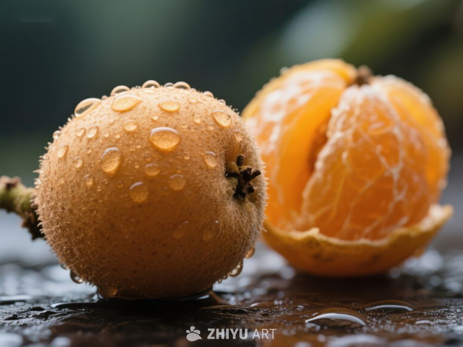 新鲜枇杷果，水珠点缀 659