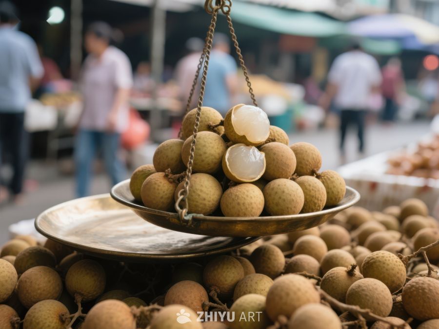 市场上的龙眼称重售卖 487