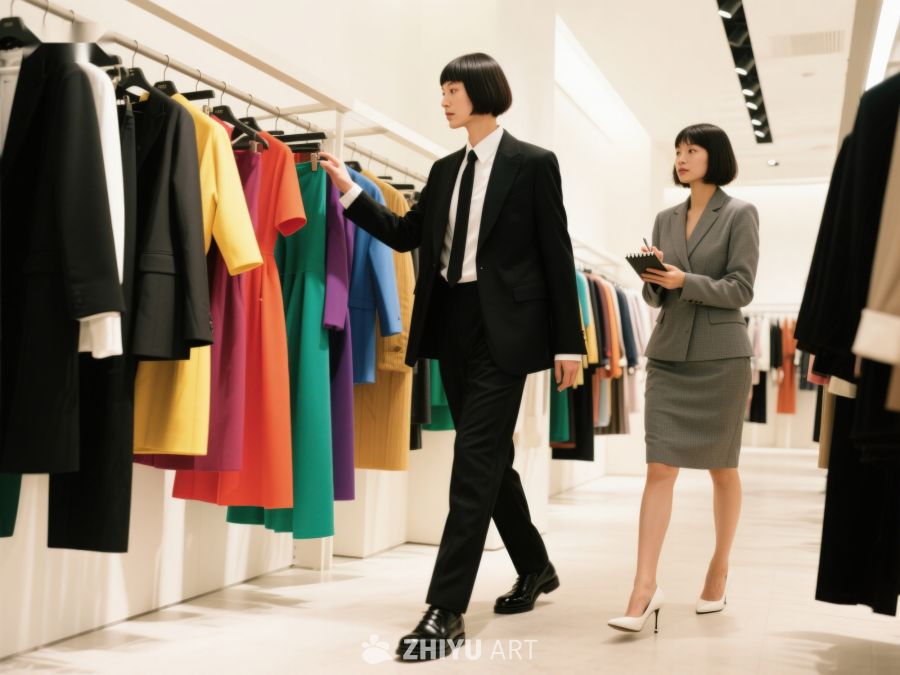 时尚店内两人挑选衣物 370