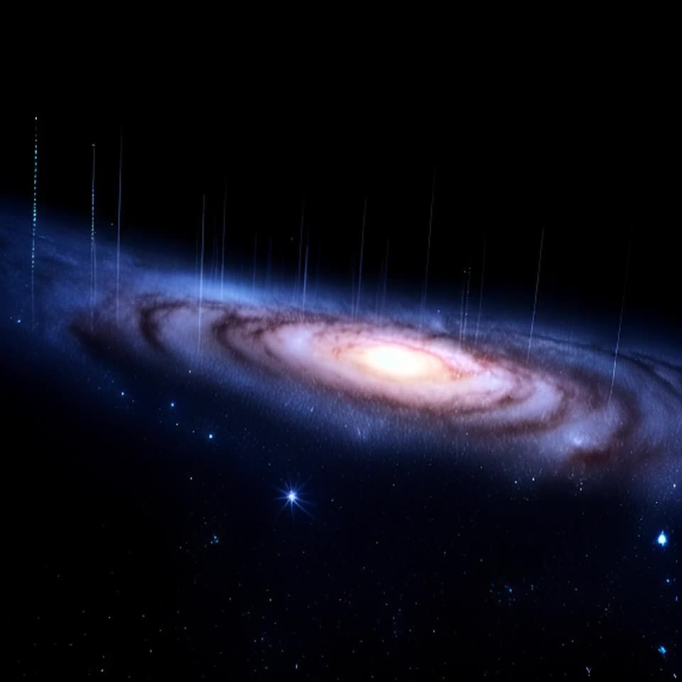 螺旋星系，恒星形成之柱，低角度拍摄，展现广阔宇宙：