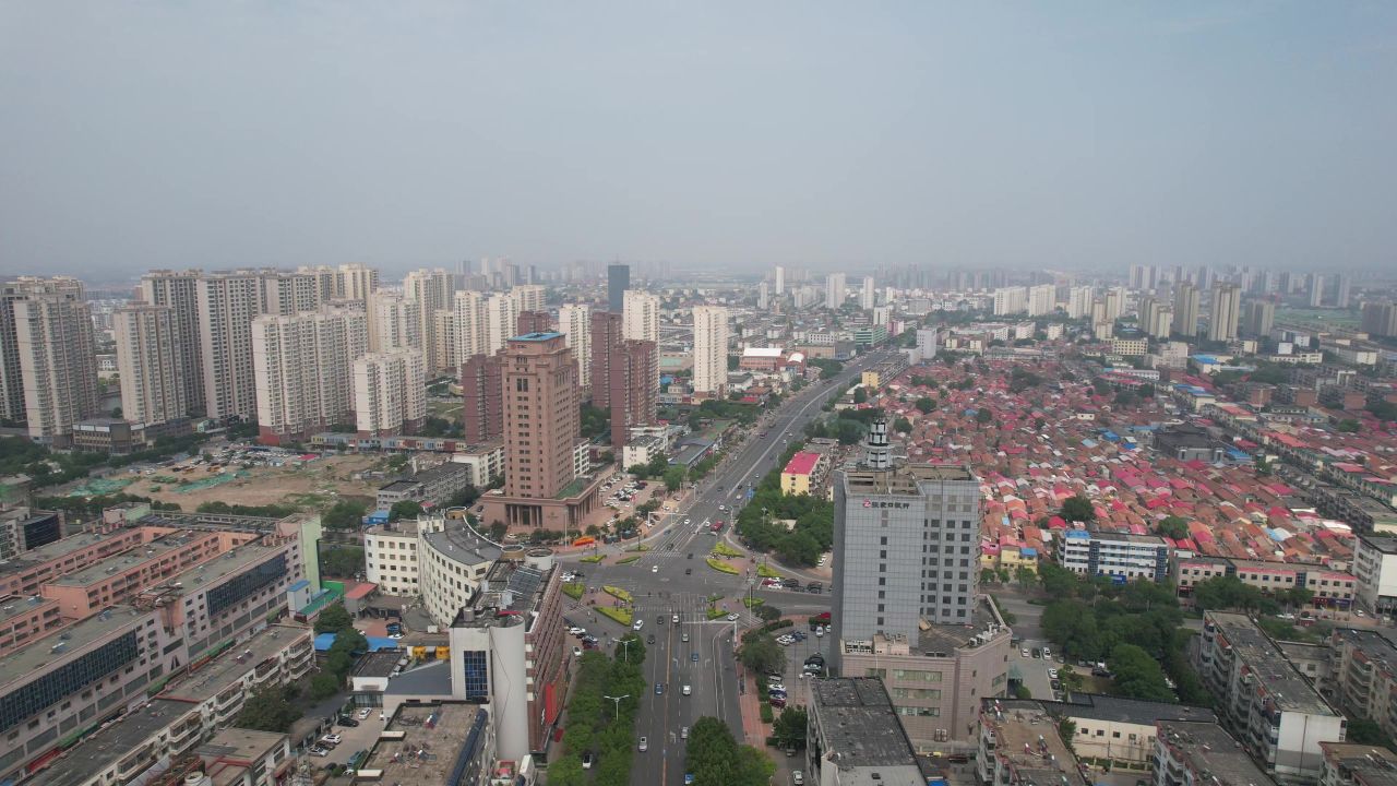 河北沧州城市风光地标建筑航拍  