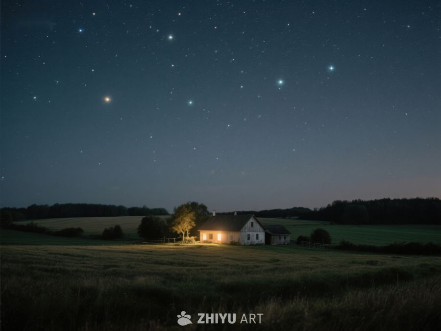 夜空下的乡村小屋 384