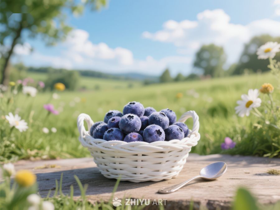 篮子里的蓝莓与田园风光 151