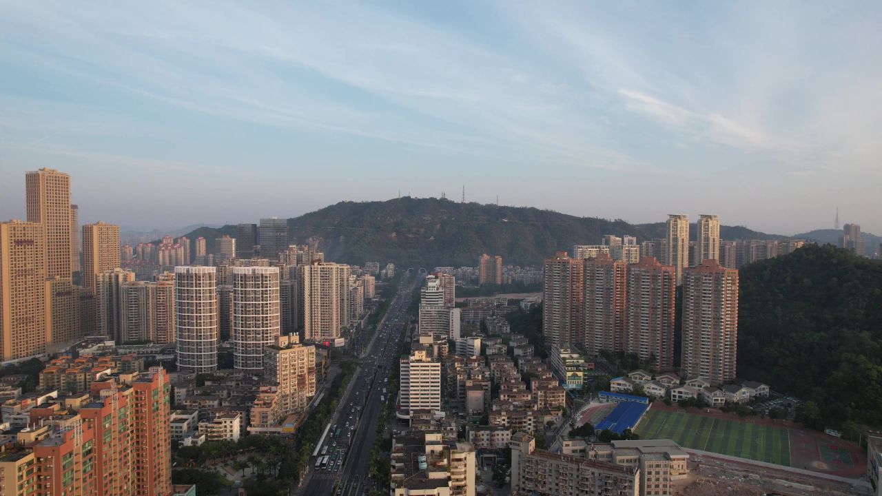 广东珠海城市清晨建筑高楼航拍