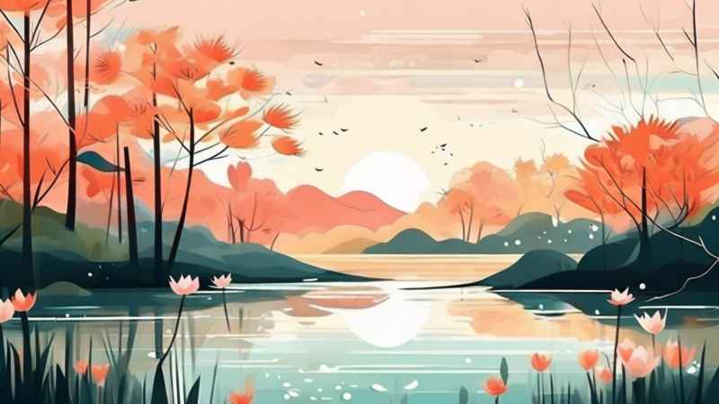 国风水墨山水画简约风格插画 30