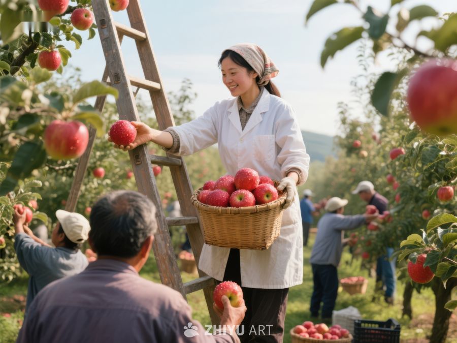 果园丰收，果农采摘苹果 158