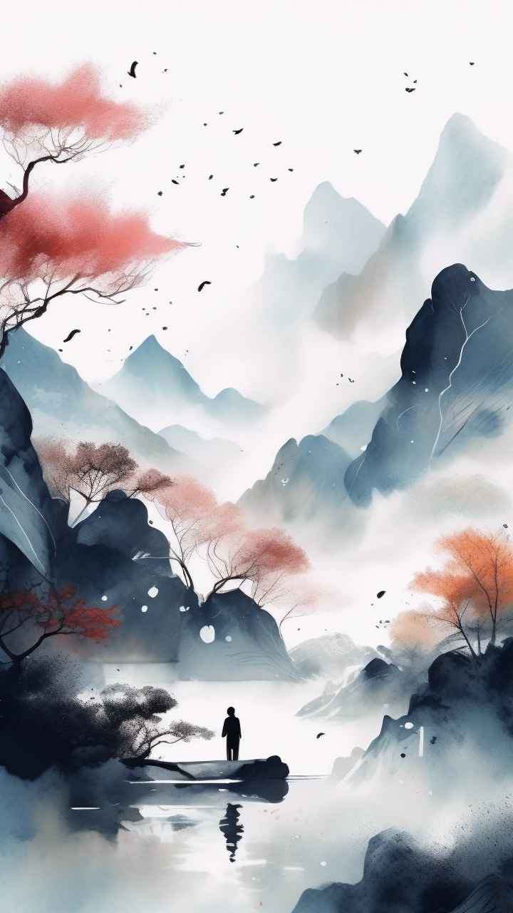 国潮山水画插画背景 18