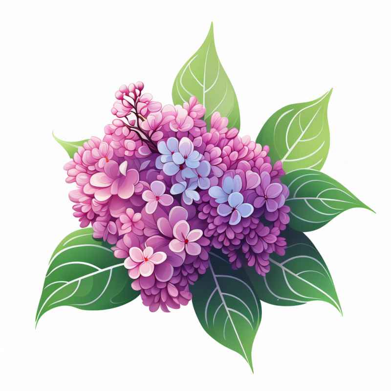 春季紫丁香扁平插画 17