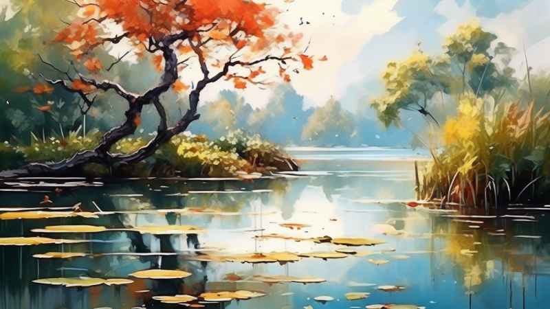 国风水墨山水画简约风格插画 71