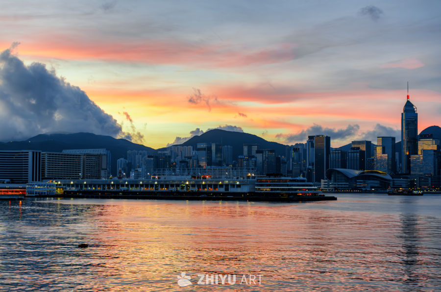 香港维港日落美景