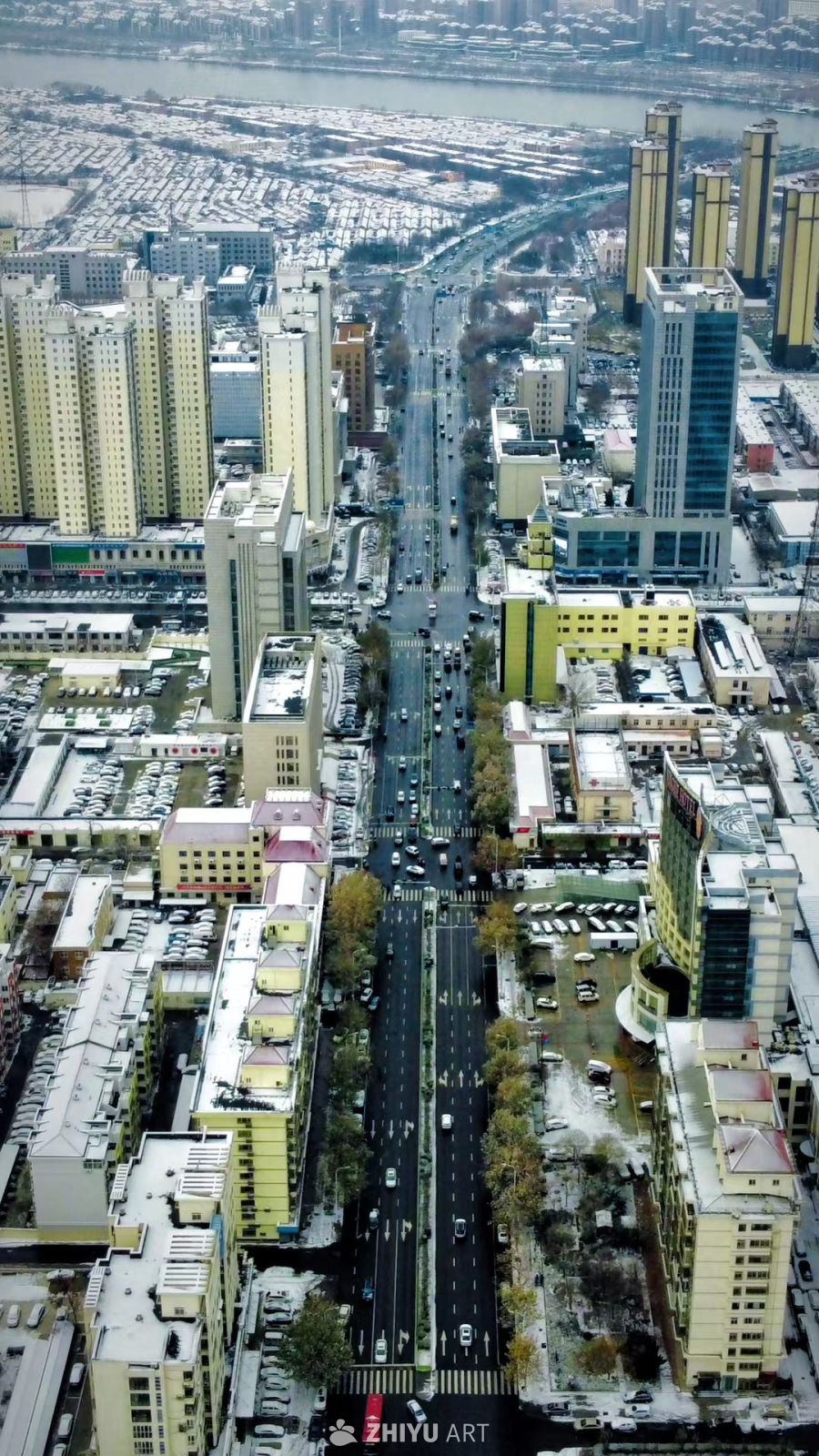 雪后城市俯瞰图