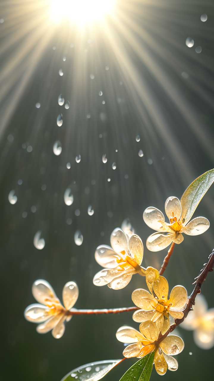桂花水滴近景