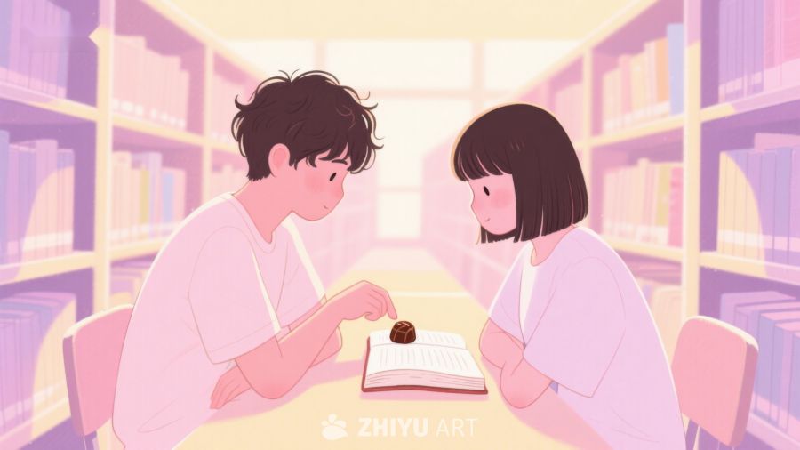 图书馆中两人共读温馨场景 329