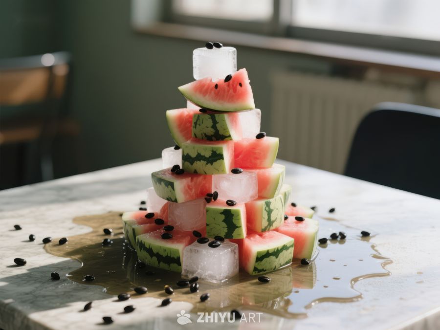 西瓜冰块金字塔创意摆盘 635
