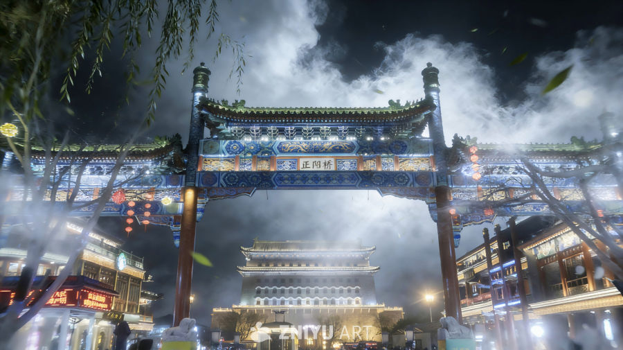 夜幕下的正阳桥牌坊