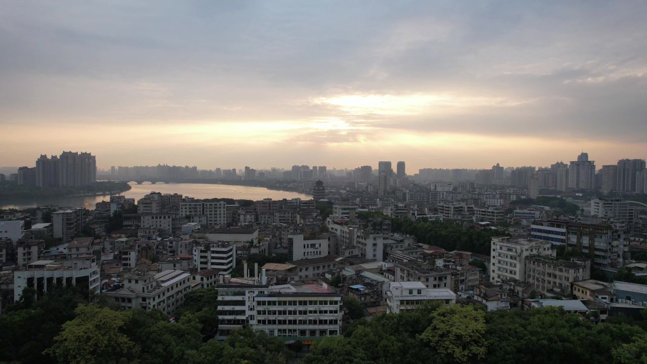 广东惠州城市日出彩霞航拍