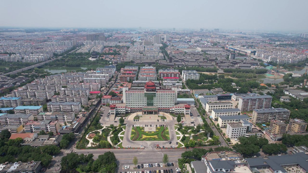 山东青州城市风光青州古城航拍 