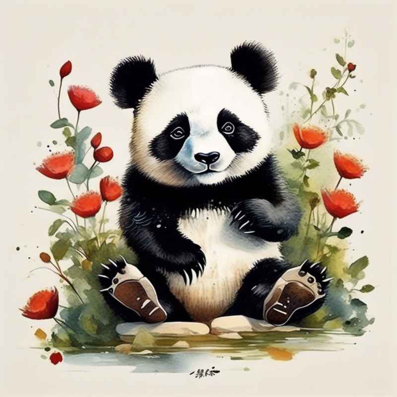 可爱熊猫插画简约风格 152