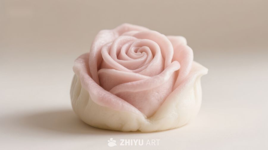 粉色玫瑰花造型甜点