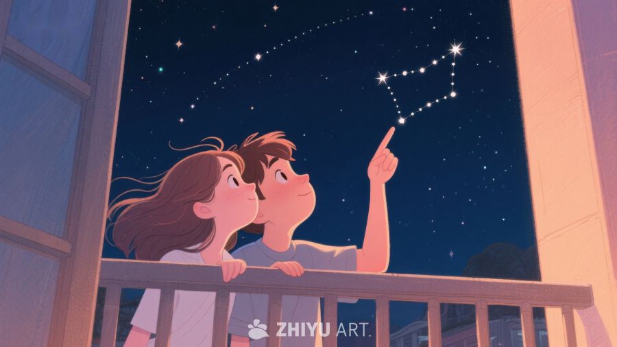 夜空下，两人共赏星座 544
