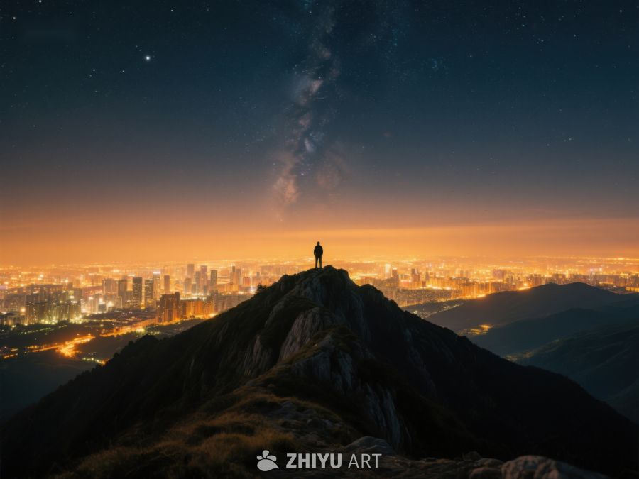 山顶夜景，俯瞰城市灯火 127
