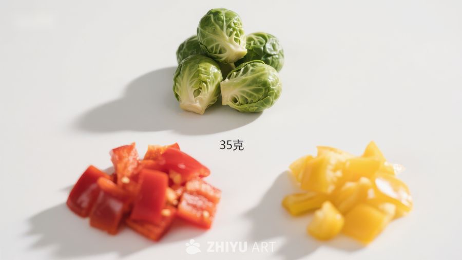 新鲜蔬菜组合：西兰花与彩椒
