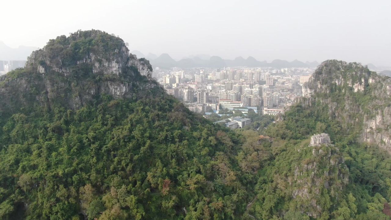 广西桂林城市山水风光航拍 