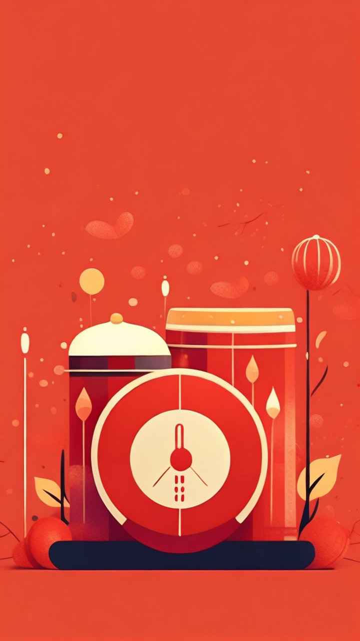 过年春节打太平鼓简约插画 16