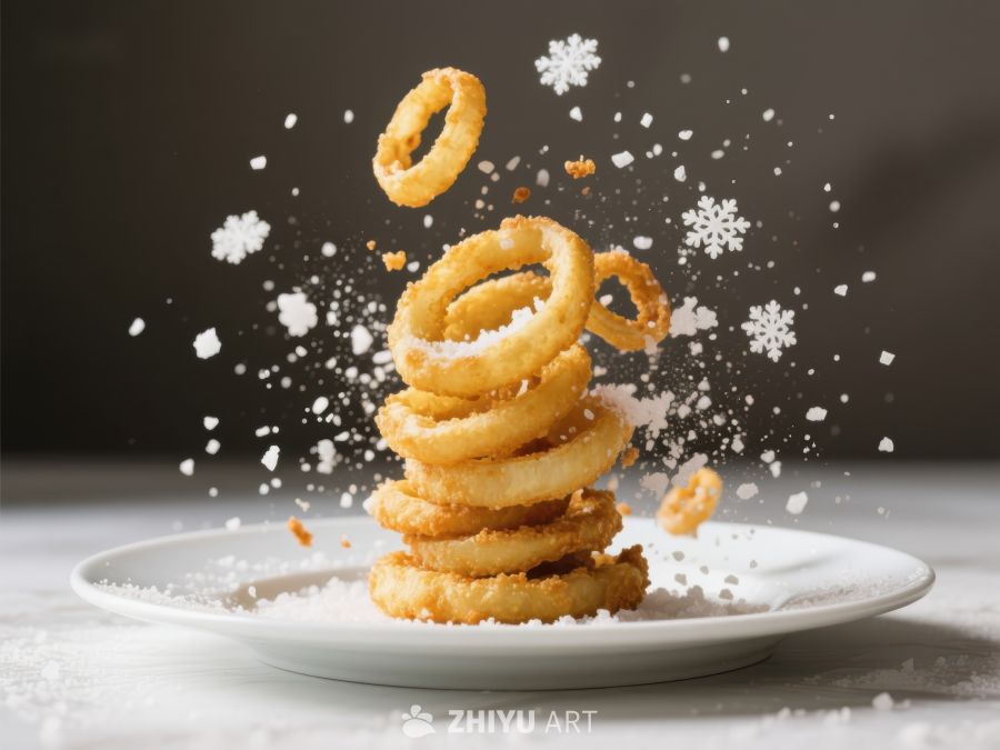 酥脆洋葱圈跳跃瞬间