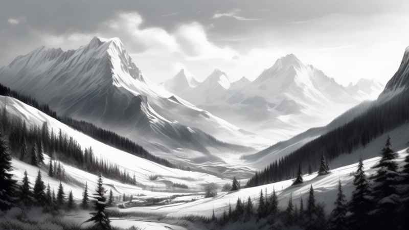 冬季背景图插画雪山雪景 83