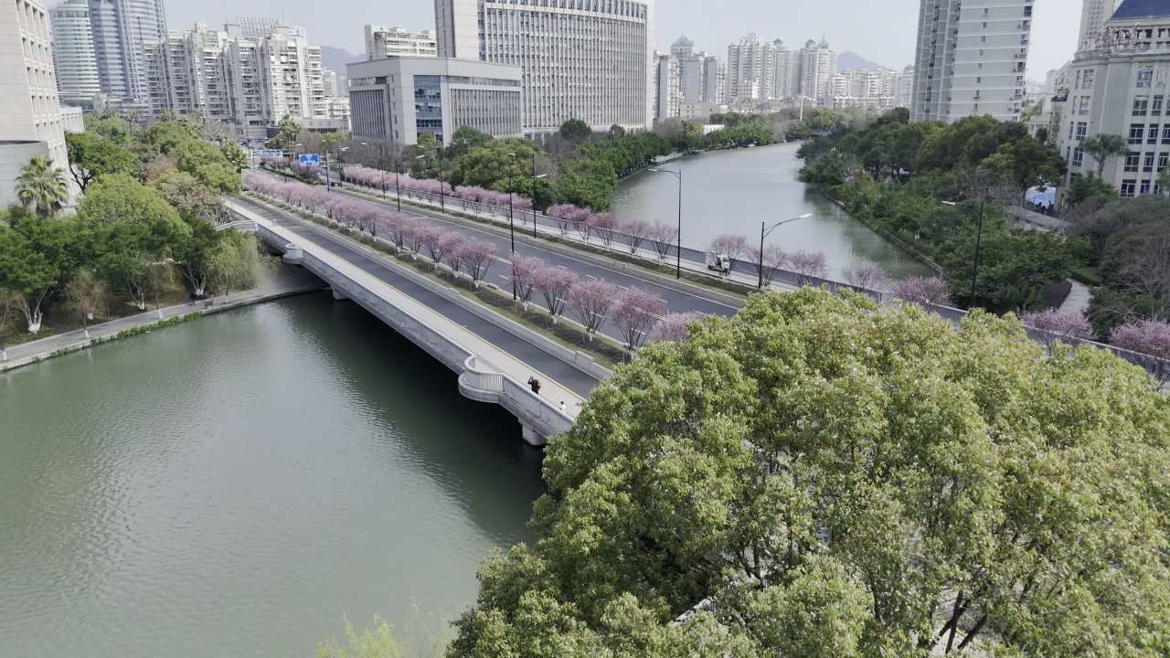 城市河畔的宁静时光
