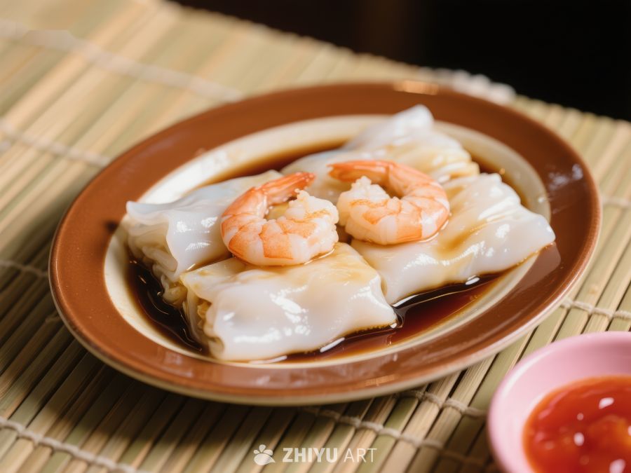 鲜虾肠粉，淋上酱油的美味 1232