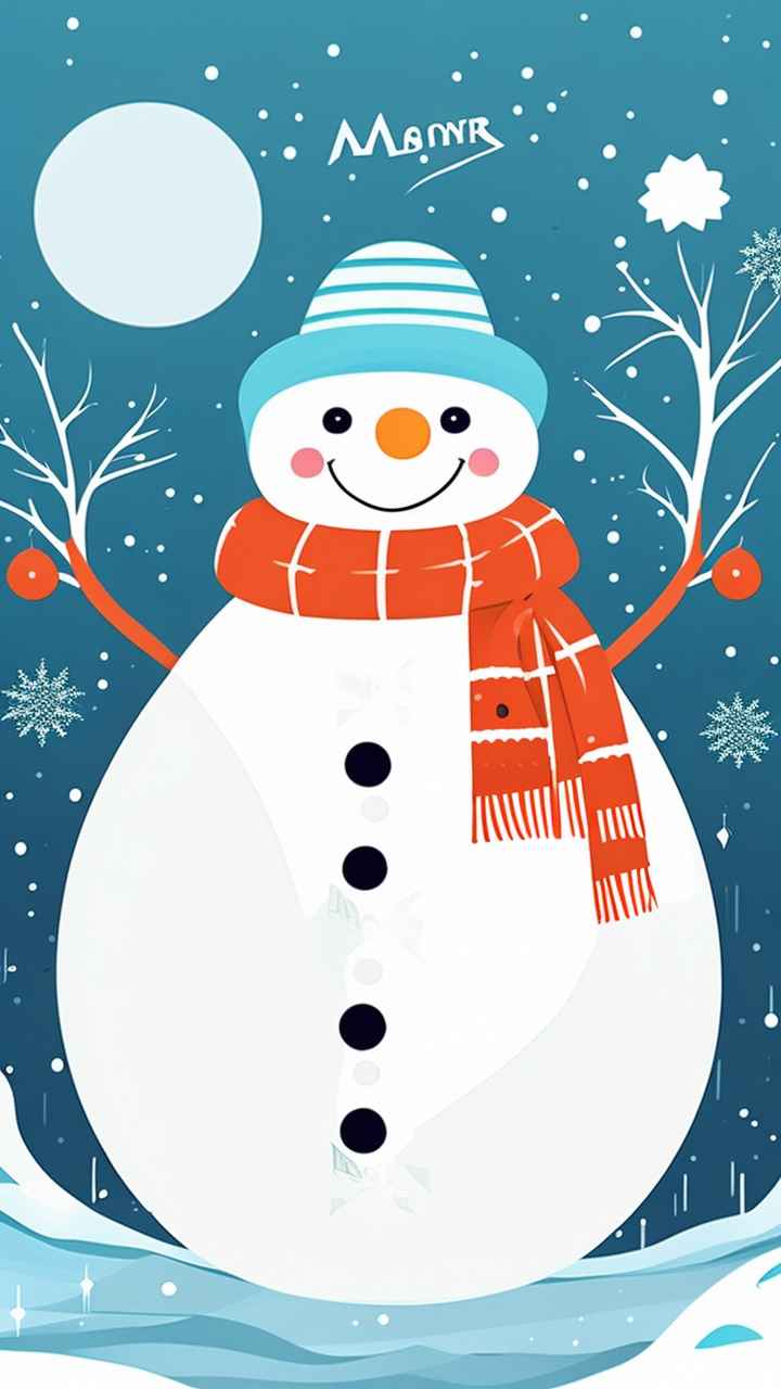 冬季雪景插画雪人 26