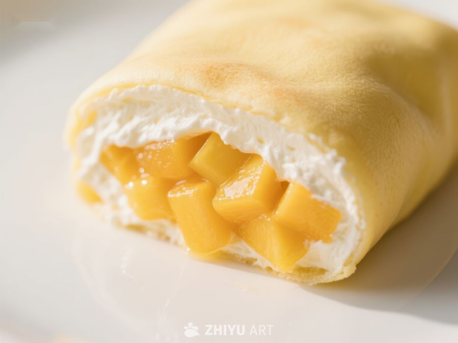 芒果奶油卷饼特写
