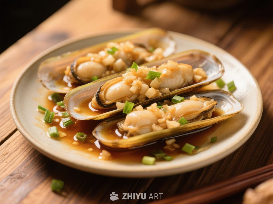 蒜蓉蒸青口贝美食 936
