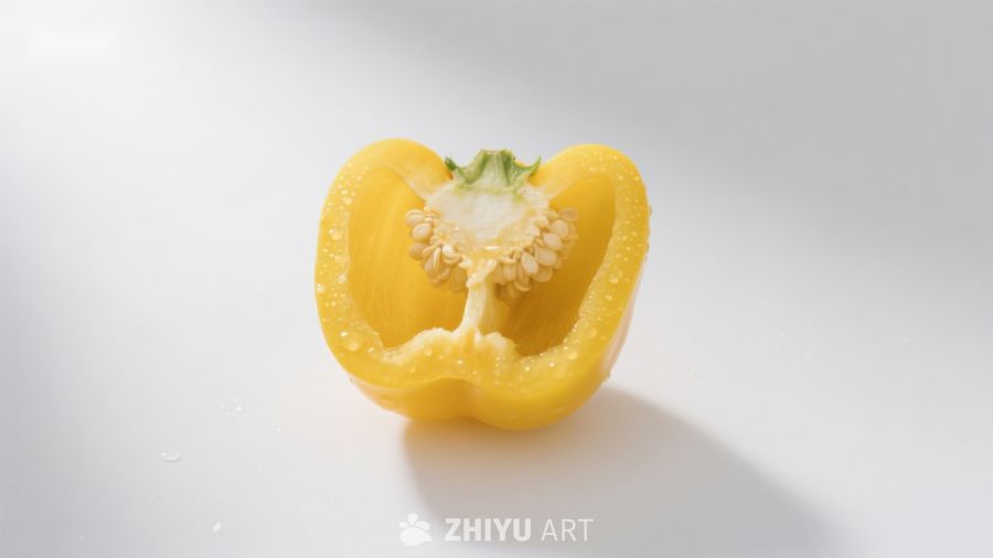 切开的黄色甜椒特写