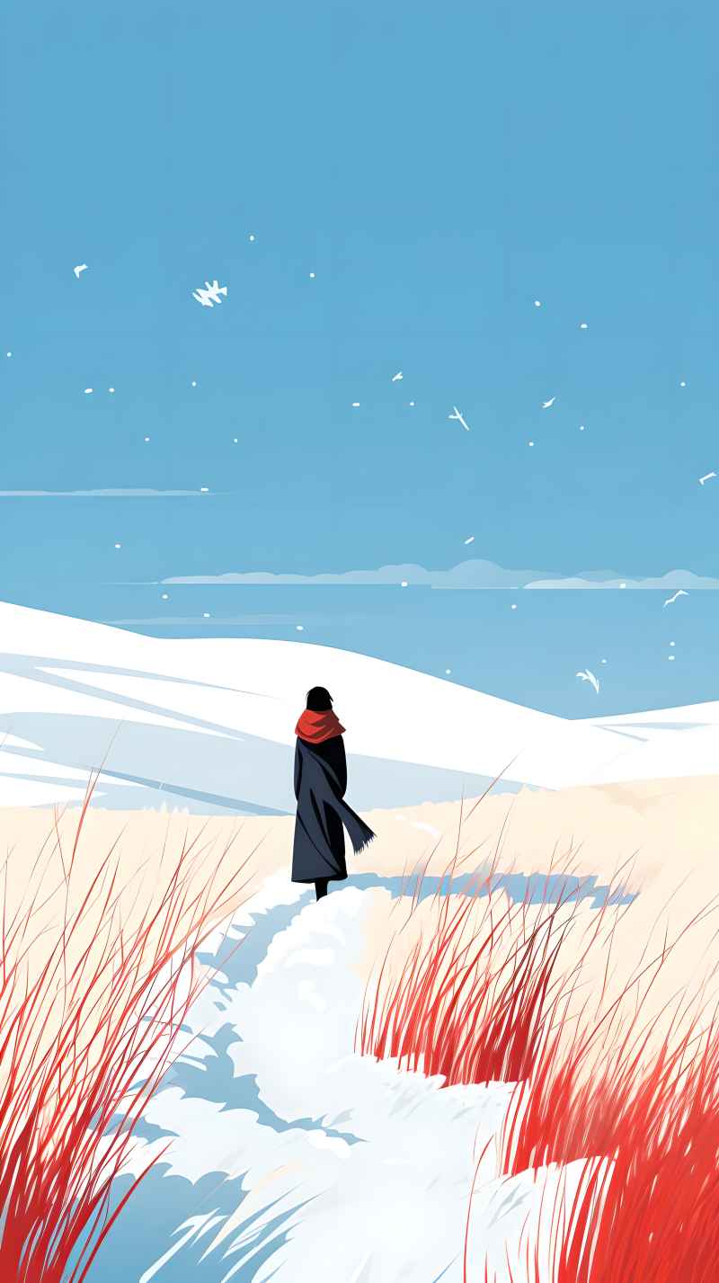 冬季唯美雪景创业插画 121