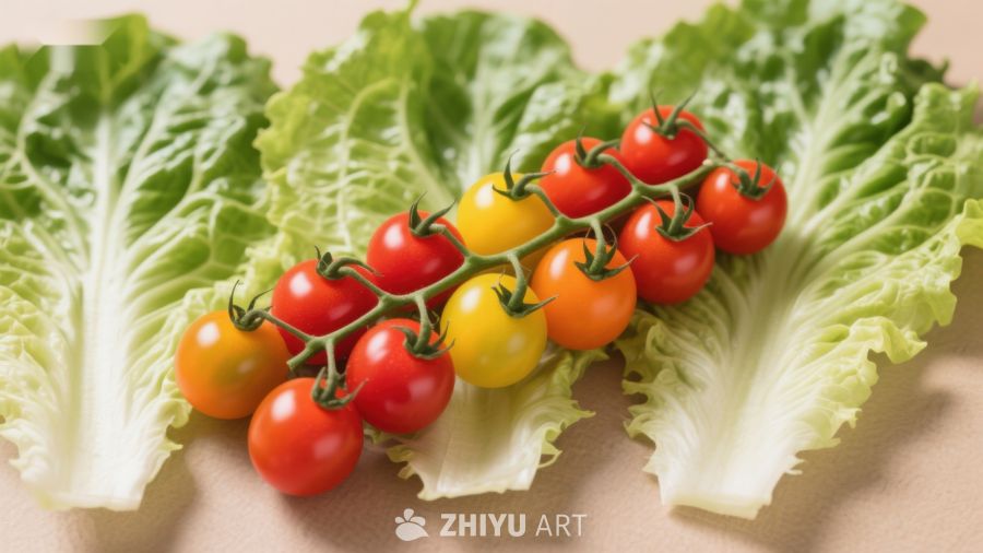 新鲜彩椒番茄与生菜