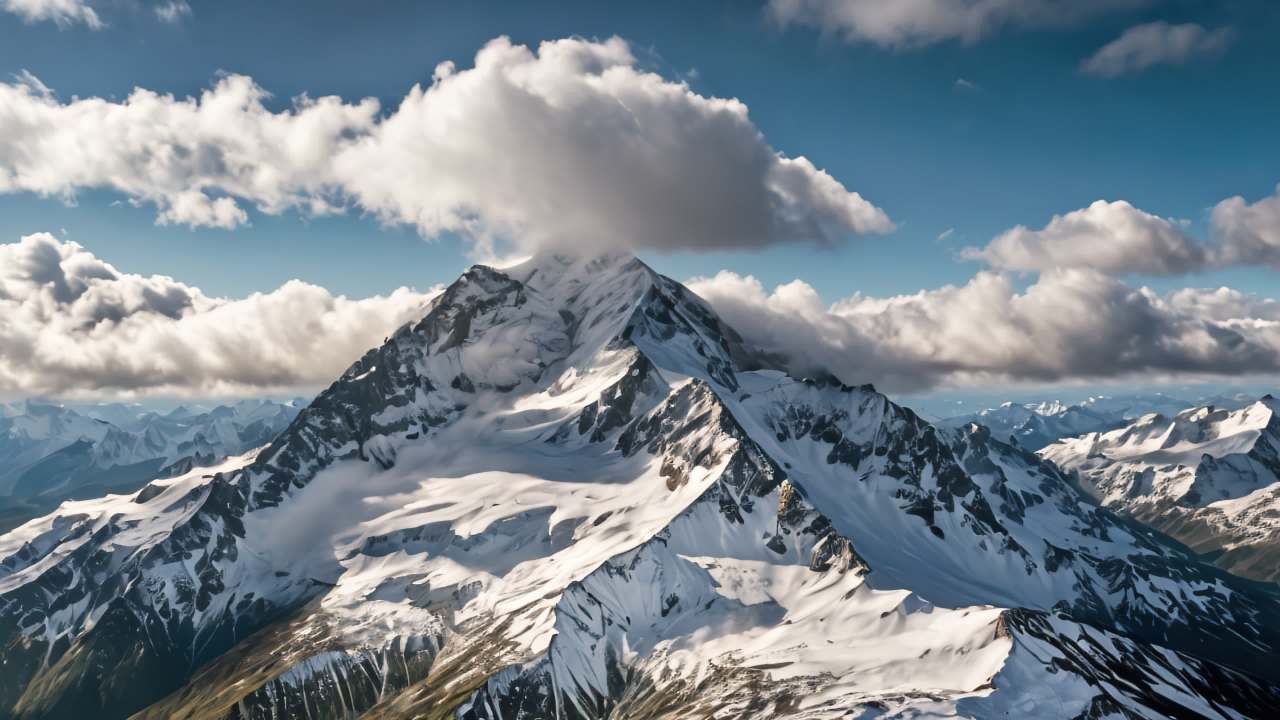 珠穆朗玛峰喜马拉雅山脉航拍日出日落云海延时 30