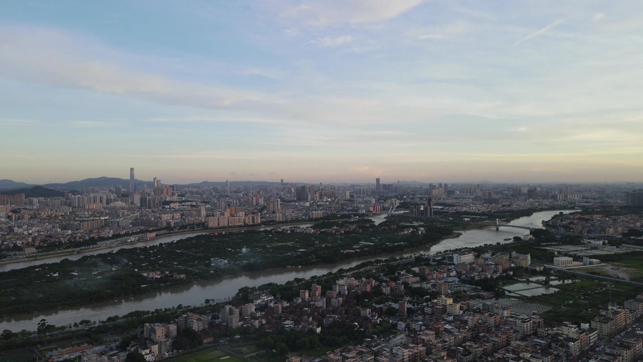 城镇黄昏航拍 2