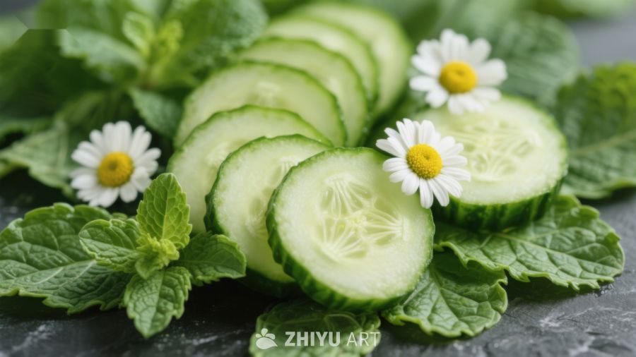 黄瓜薄荷与雏菊的清新组合